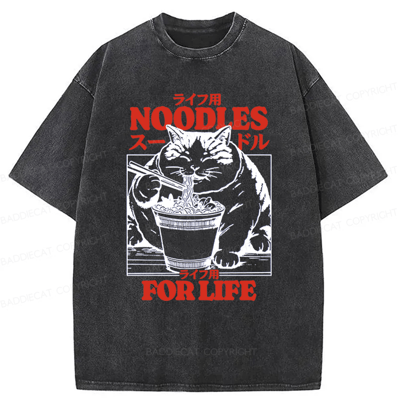 Baddiecat Cats And Ramen Washed T-shirt