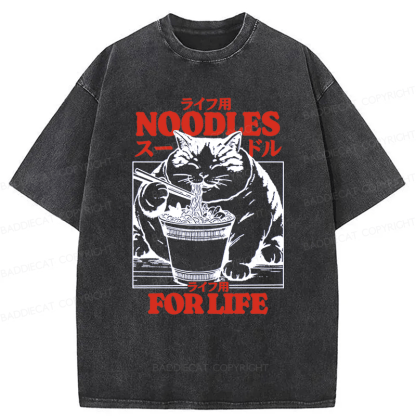 Baddiecat Cats And Ramen Washed T-shirt