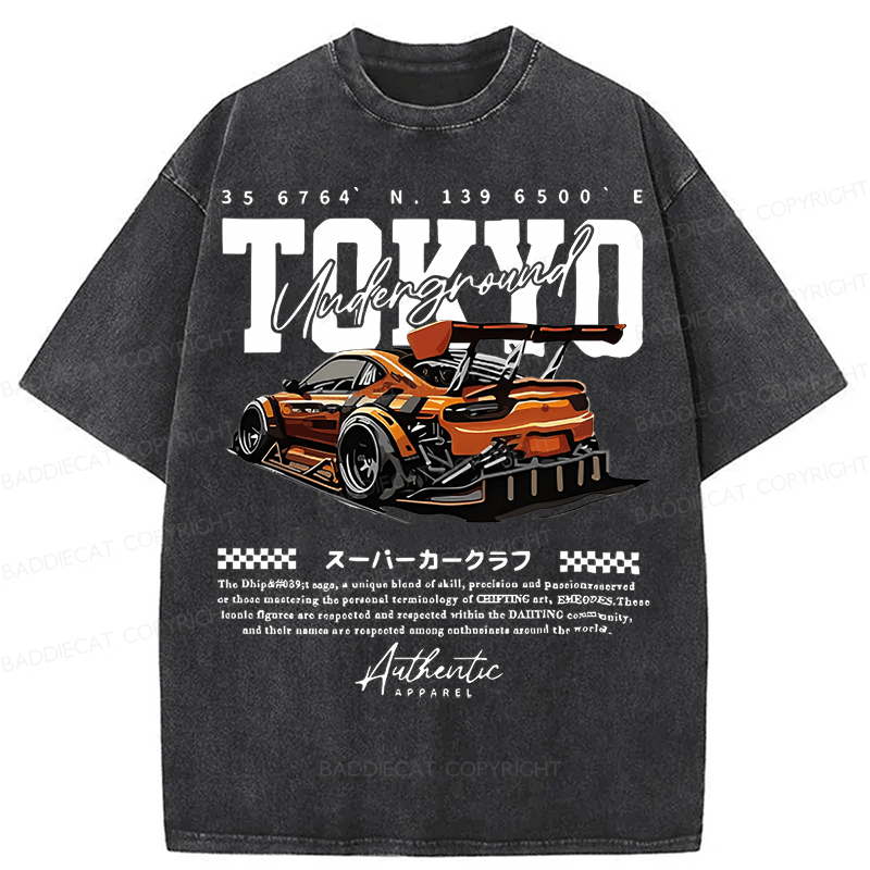 Baddiecat Tokyo Racing Car Washed T-shirt