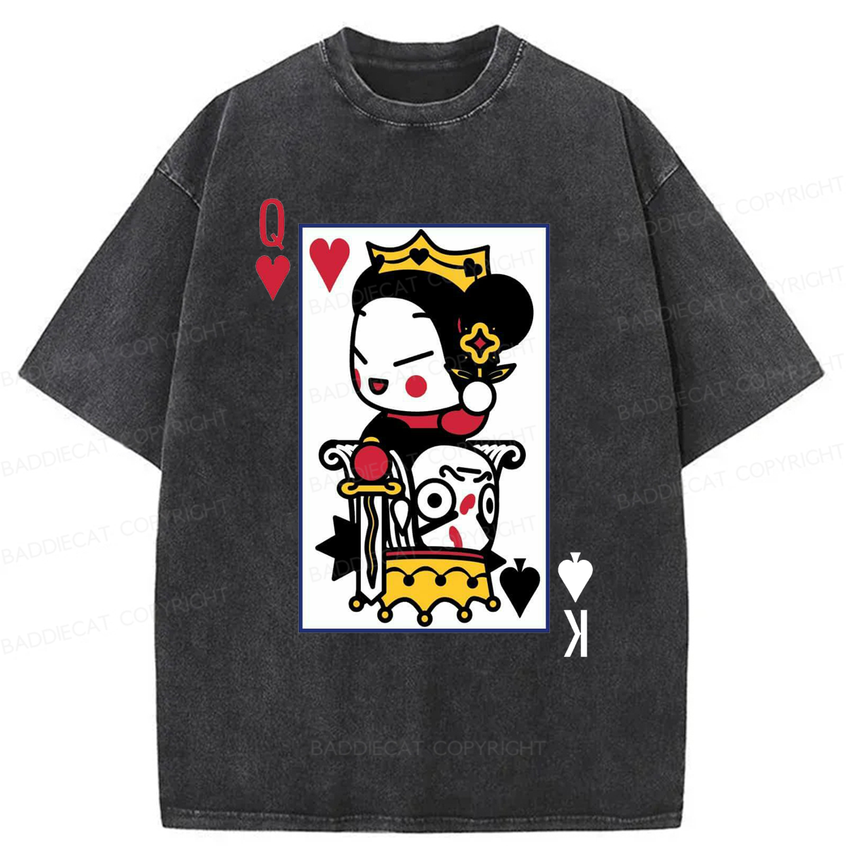 Baddiecat Funny Poker Washed T-shirt