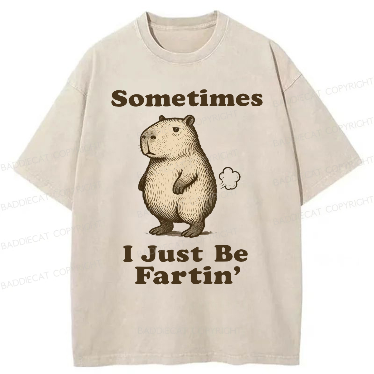 Baddiecat Sometimes I Just Be Fartin' Capibara Washed T-shirt