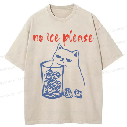 Baddiecat No Ice With Cat Washed T-shirt