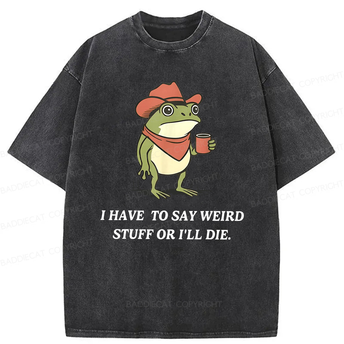 Baddiecat I Have To Say Weird Stuff Or I'll Die Washed T-shirt