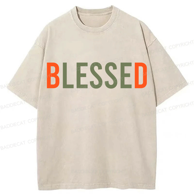 Baddiecat Blessed Washed T-shirt