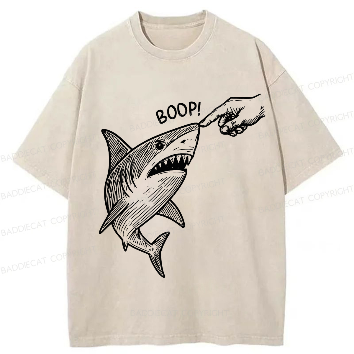 Baddiecat Boop Shark Washed T-shirt