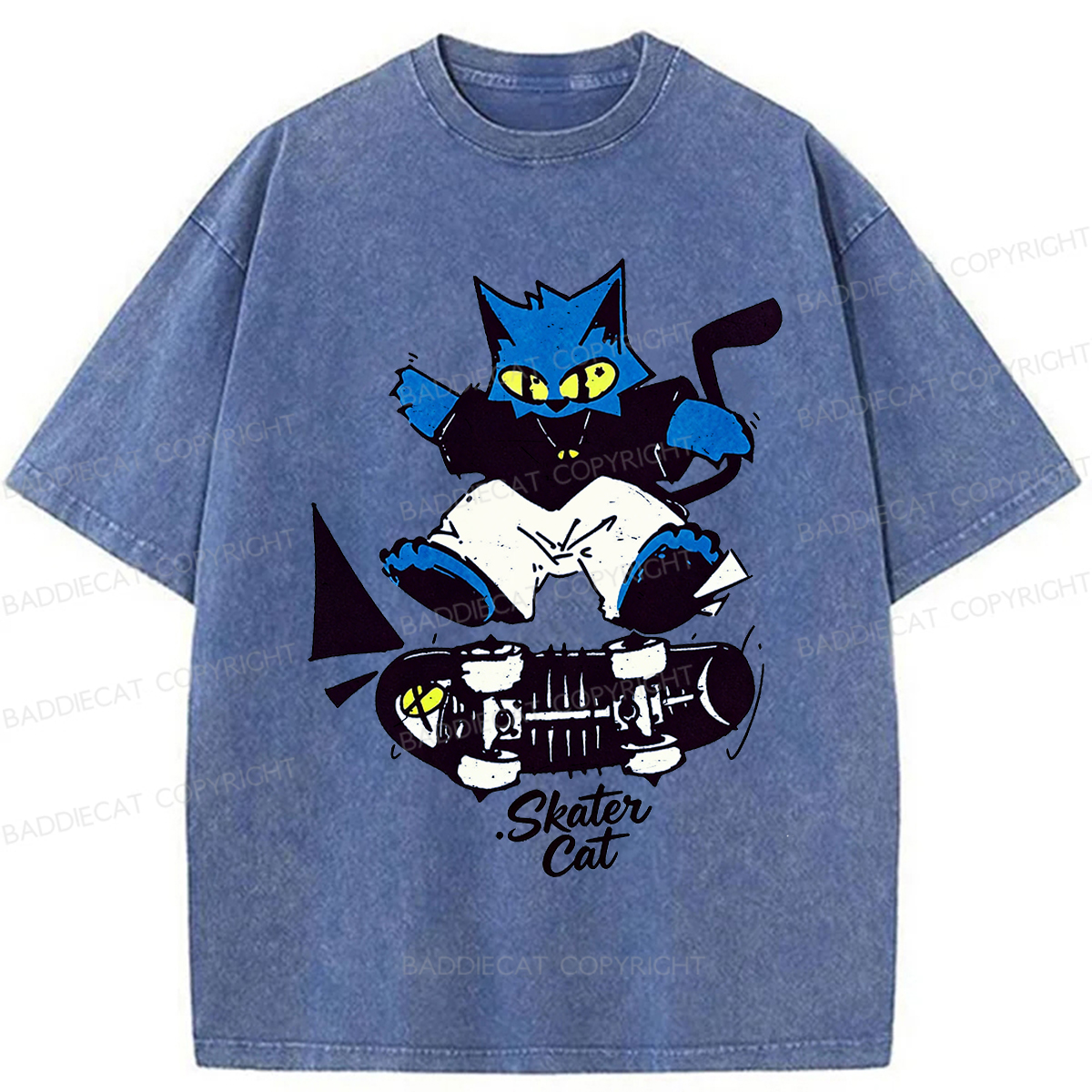 Baddiecat Skater Cat Washed T-shirt