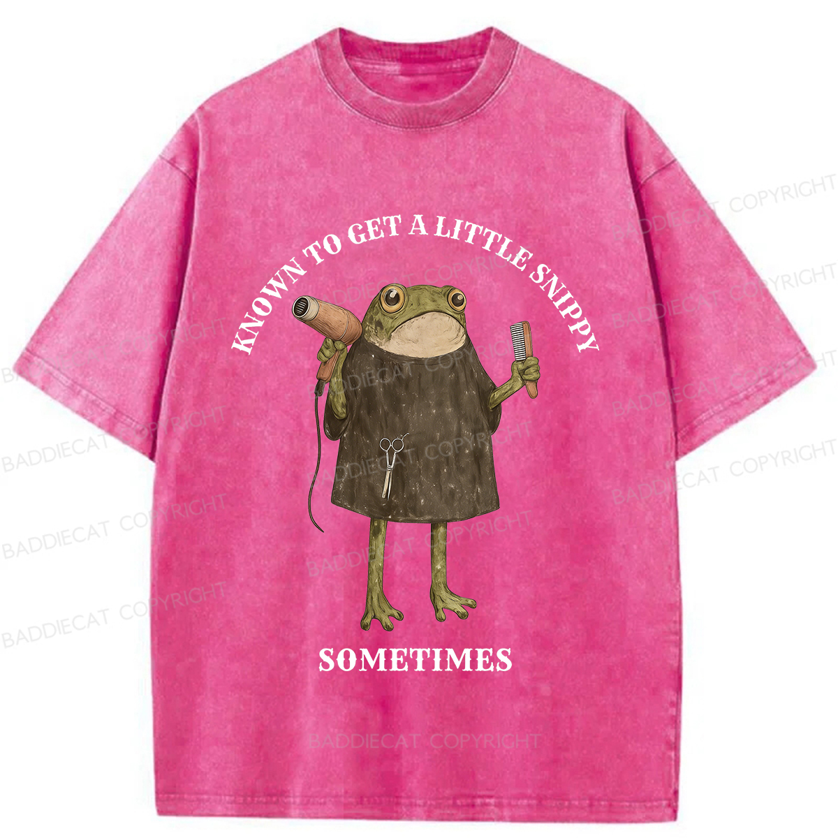 Baddiecat Funny Hair Stylist Washed T-shirt