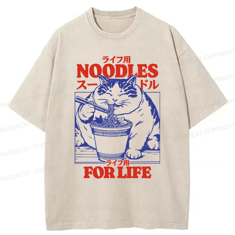 Baddiecat Cats And Ramen Washed T-shirt