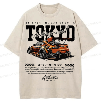 Baddiecat Tokyo Racing Car Washed T-shirt