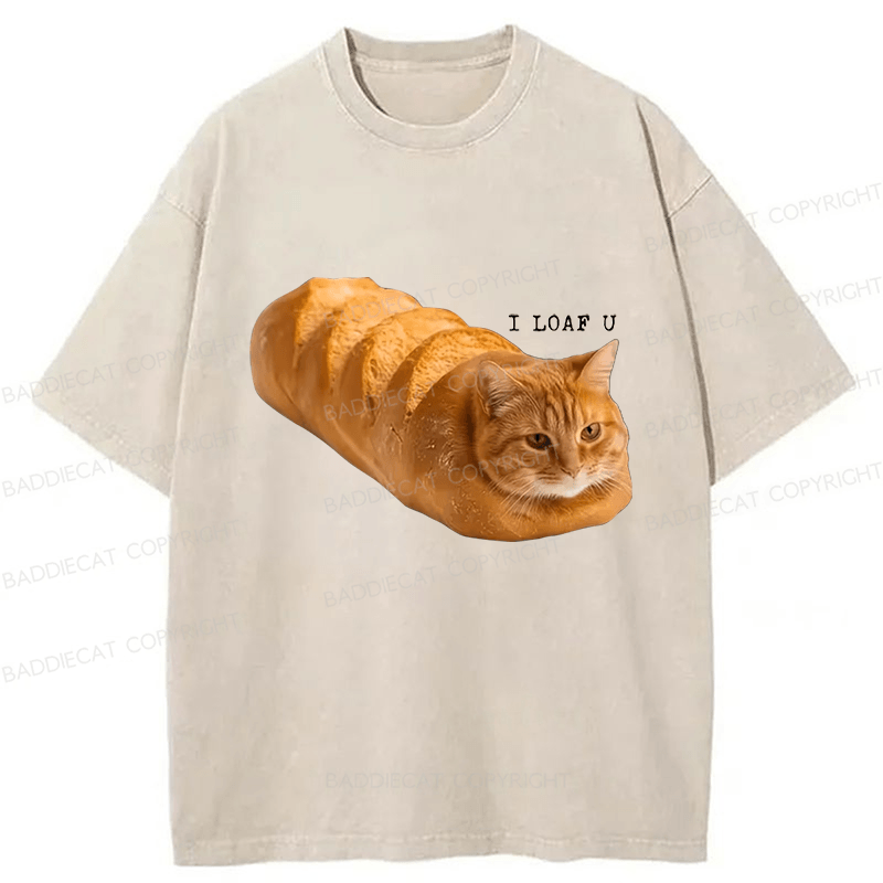 Baddiecat Cat Bread Funny Meme Washed T-shirt