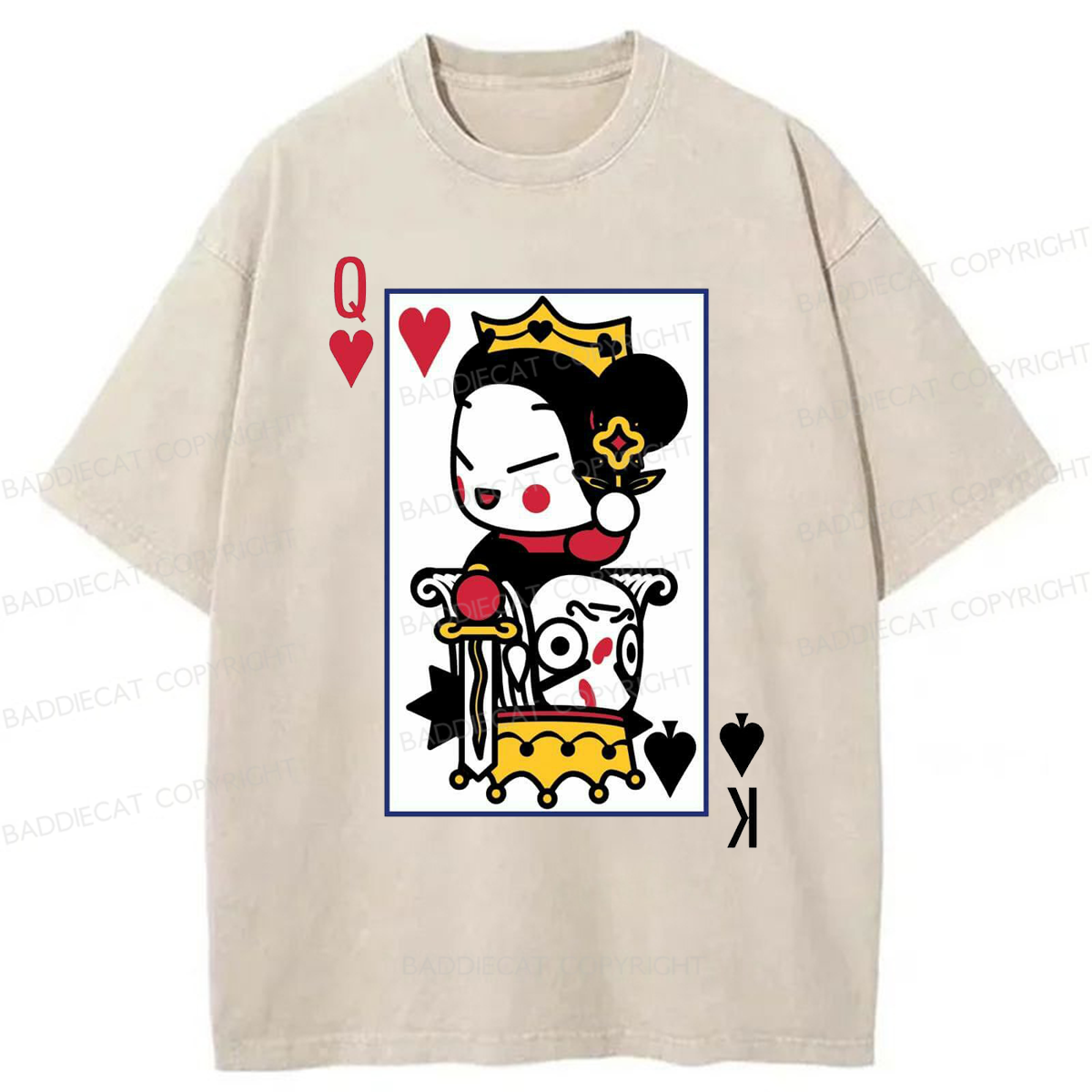 Baddiecat Funny Poker Washed T-shirt