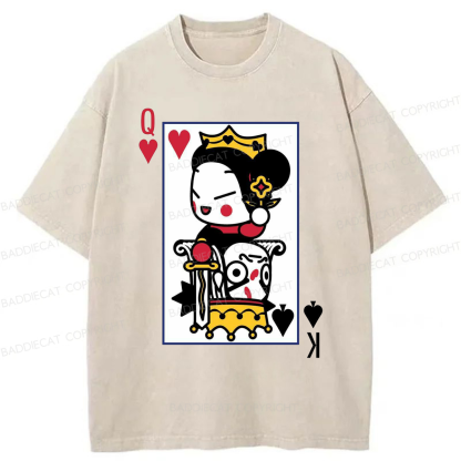 Baddiecat Funny Poker Washed T-shirt