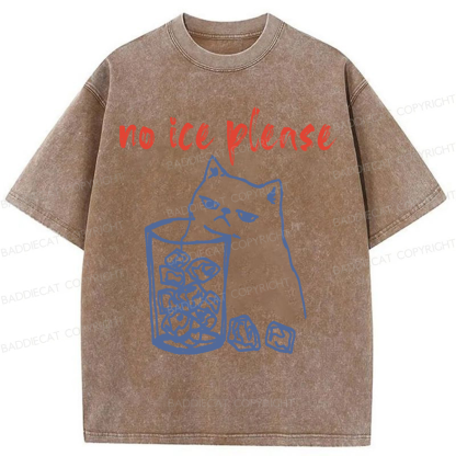 Baddiecat No Ice With Cat Washed T-shirt