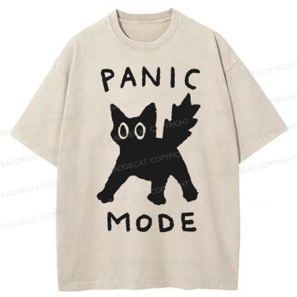 Baddiecat Cat Panic Mode Washed T-shirt