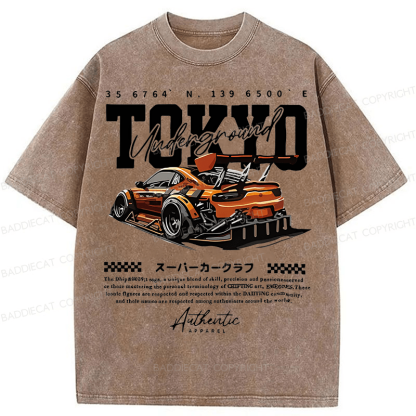 Baddiecat Tokyo Racing Car Washed T-shirt
