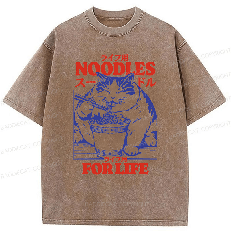 Baddiecat Cats And Ramen Washed T-shirt