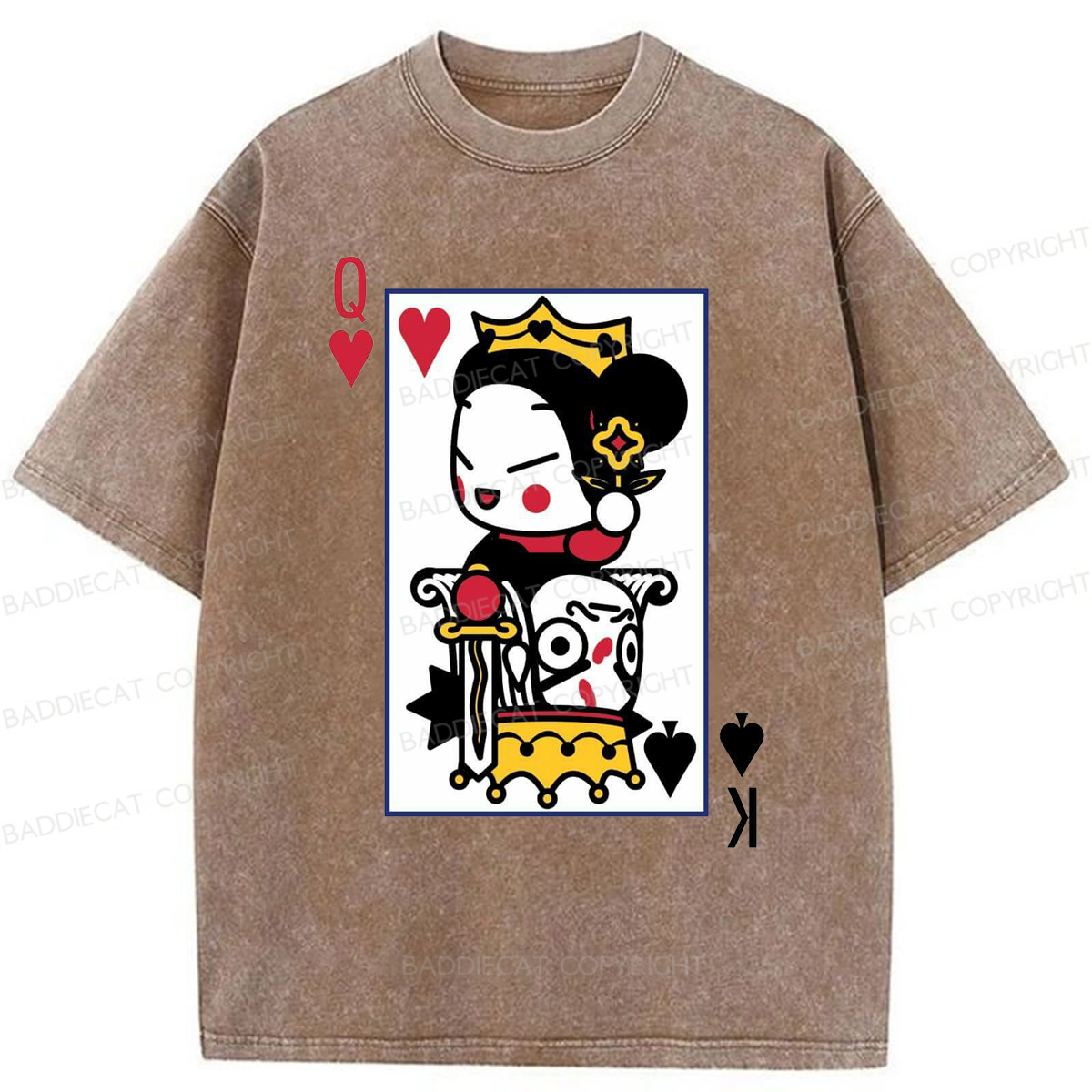 Baddiecat Funny Poker Washed T-shirt