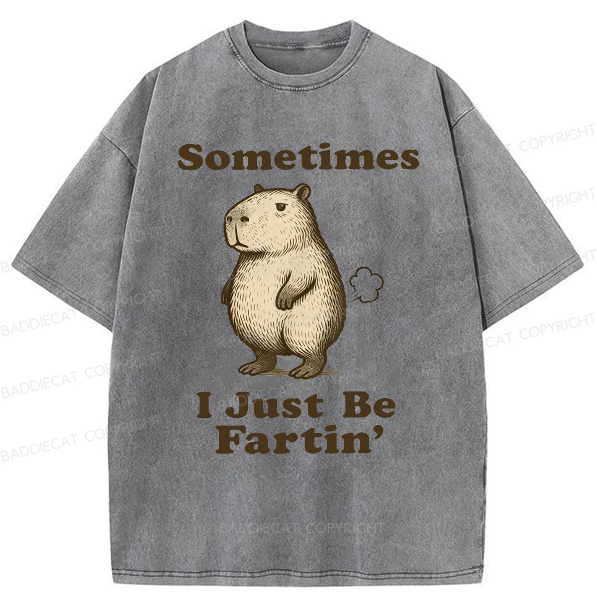 Baddiecat Sometimes I Just Be Fartin' Capibara Washed T-shirt