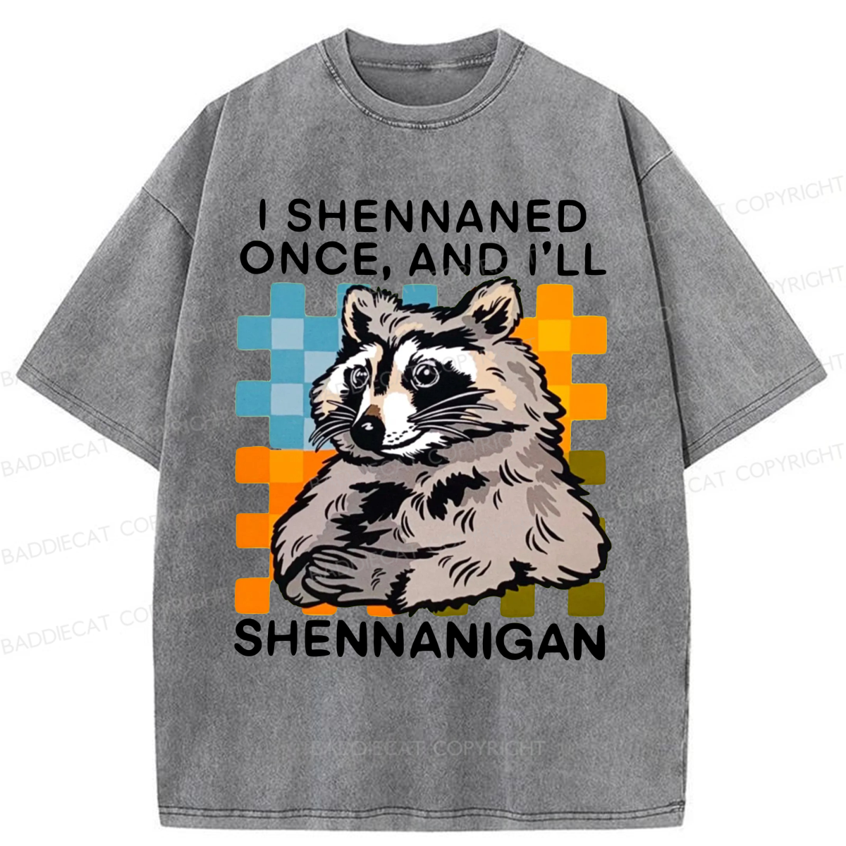 Baddiecat I Shennaned Once And I'll Shennanigan Funny Raccoon Washed T-shirt