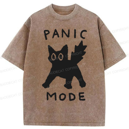 Baddiecat Cat Panic Mode Washed T-shirt
