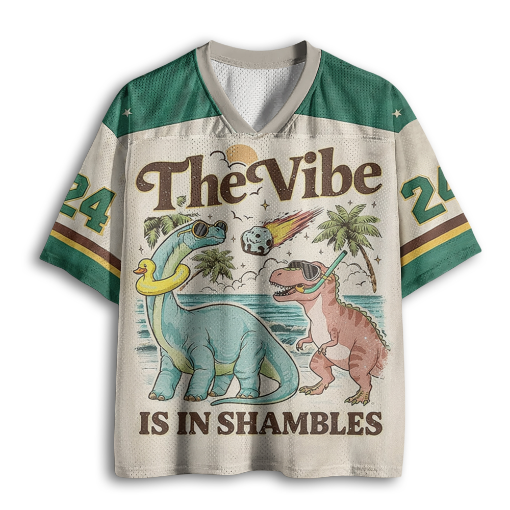 Baddiecat Funny Dinosaur The Vibe Is In Shambles Mesh Jersey