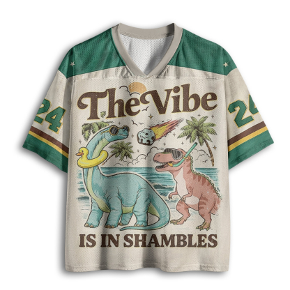 Baddiecat Funny Dinosaur The Vibe Is In Shambles Mesh Jersey
