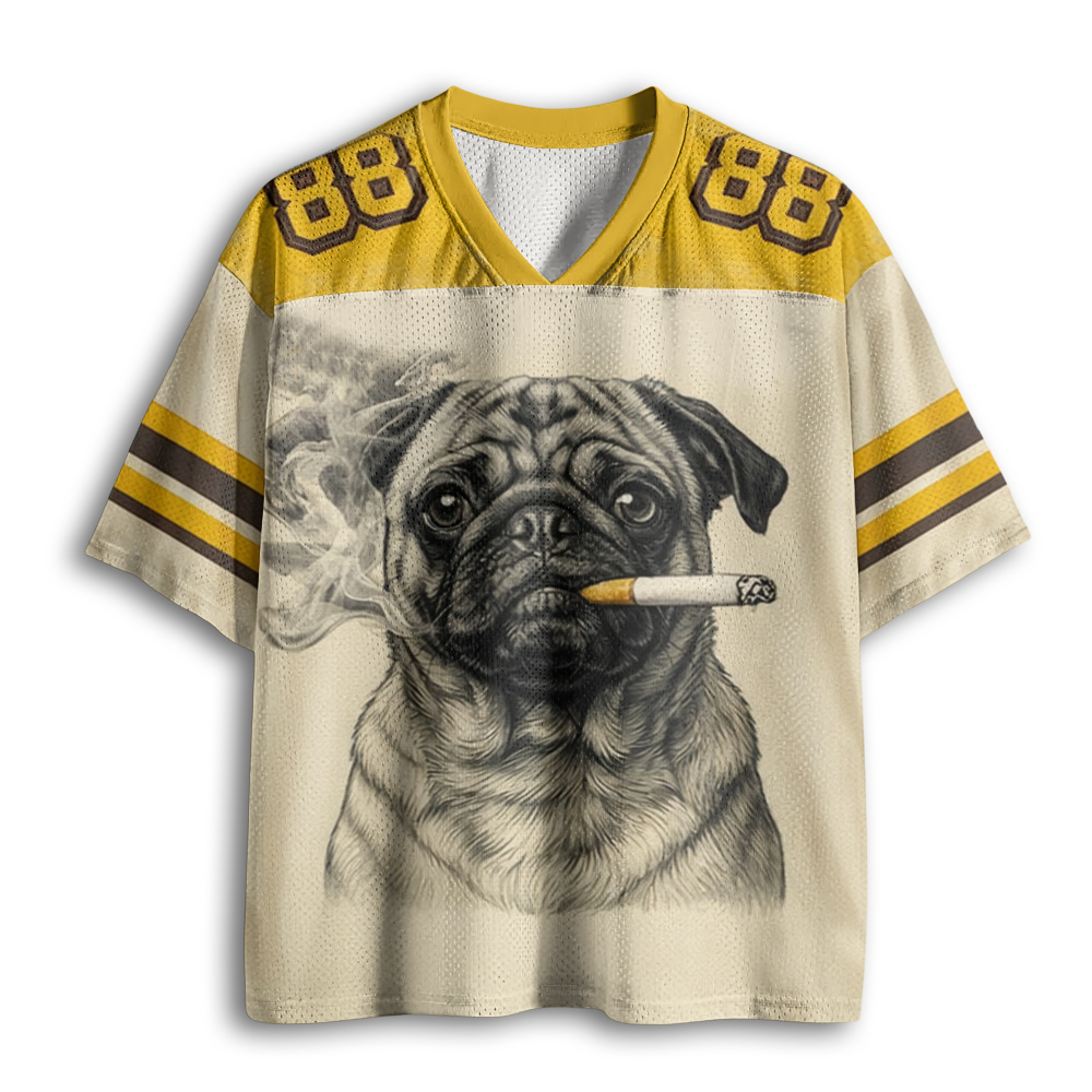Baddiecat Smoking Pug Mesh Jersey