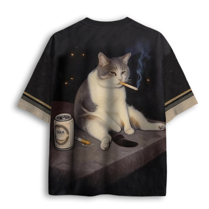 Baddiecat Funny Smoking Cat Meme Mesh Jersey