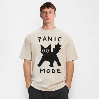 Baddiecat Cat Panic Mode Washed T-shirt