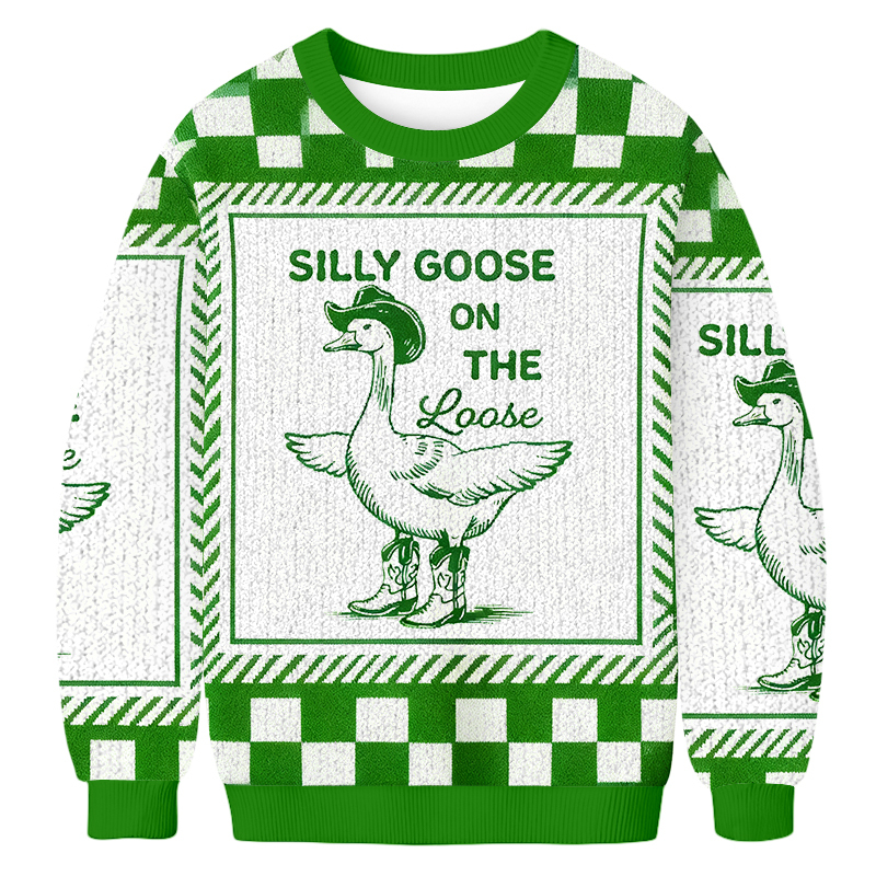 Baddiecat Silly Goose On The Loose Toddler Christmas Ugly Sweatshirt