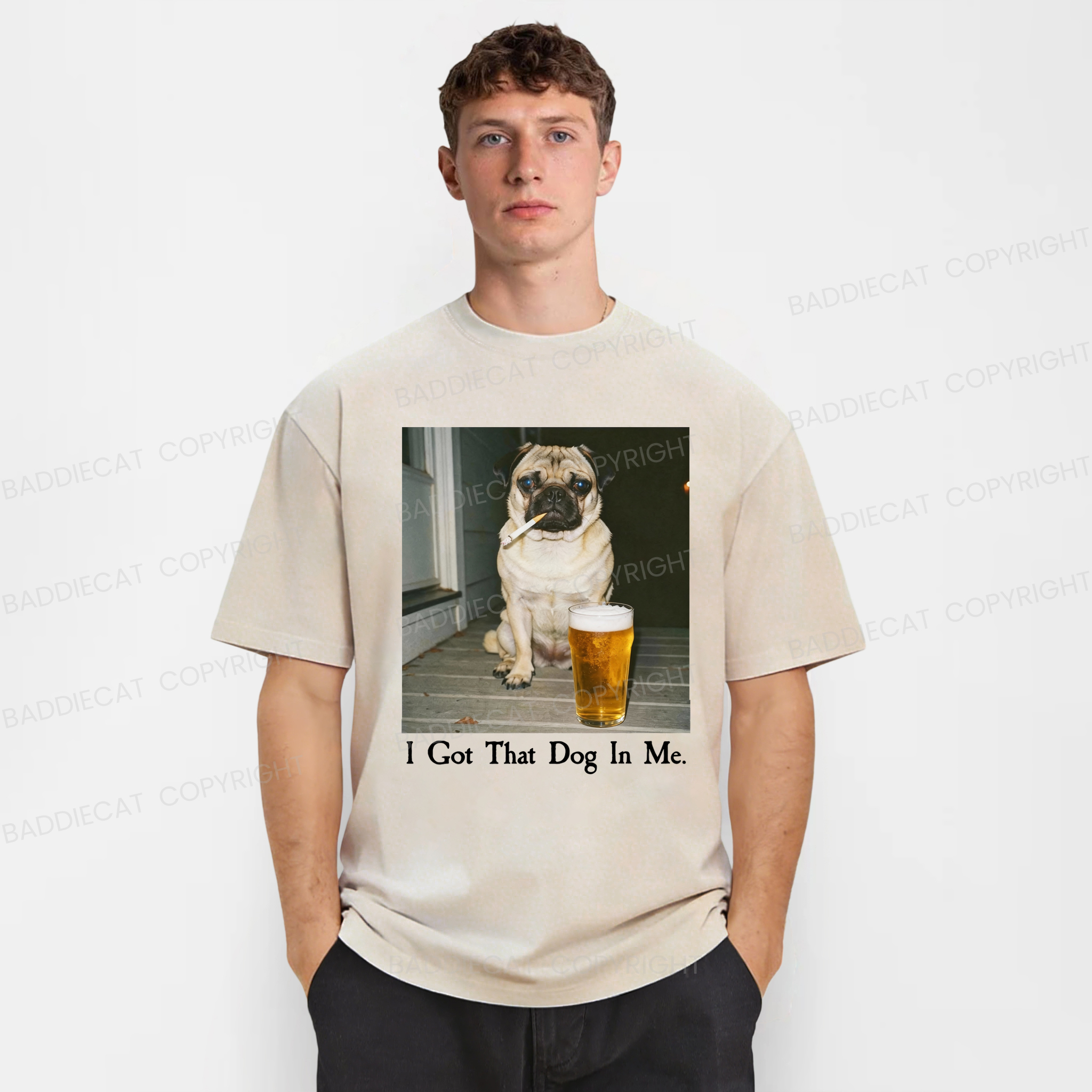 Baddiecat Funny Pug I Got That Dog In Me Washed T-shirt