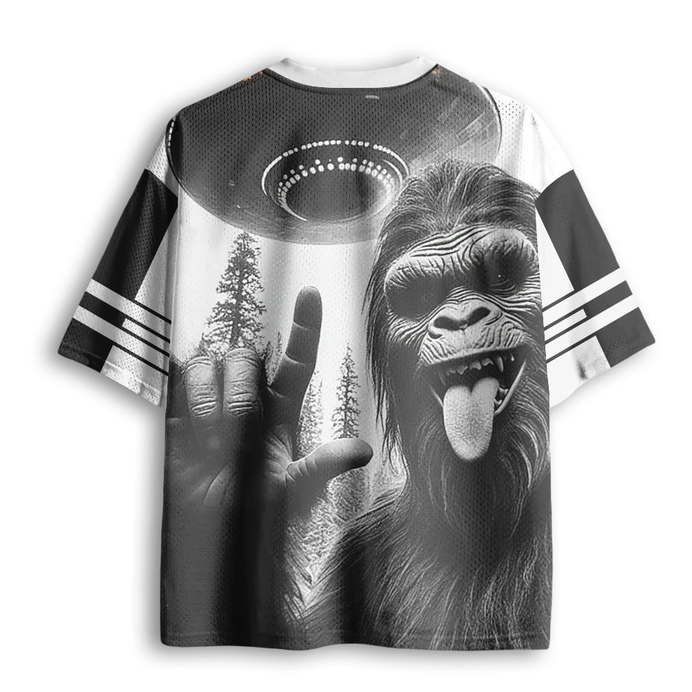 Baddiecat Bigfoot UFO Rock On Selfie Mesh Jersey