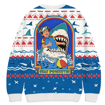 Baddiecat Stay Positive Christmas Ugly Sweatshirt