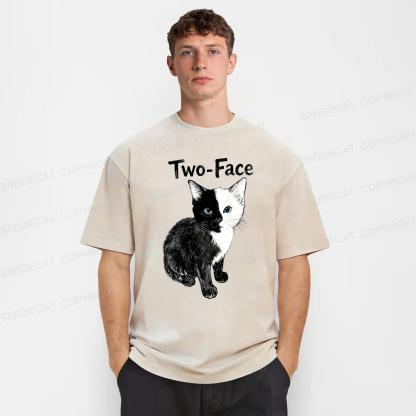 Baddiecat Two-Face Cat Washed T-shirt
