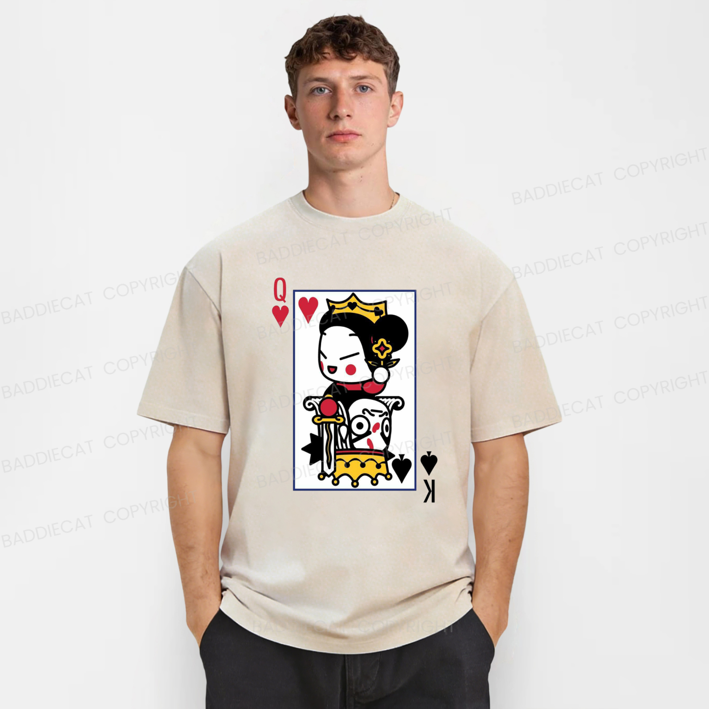 Baddiecat Funny Poker Washed T-shirt