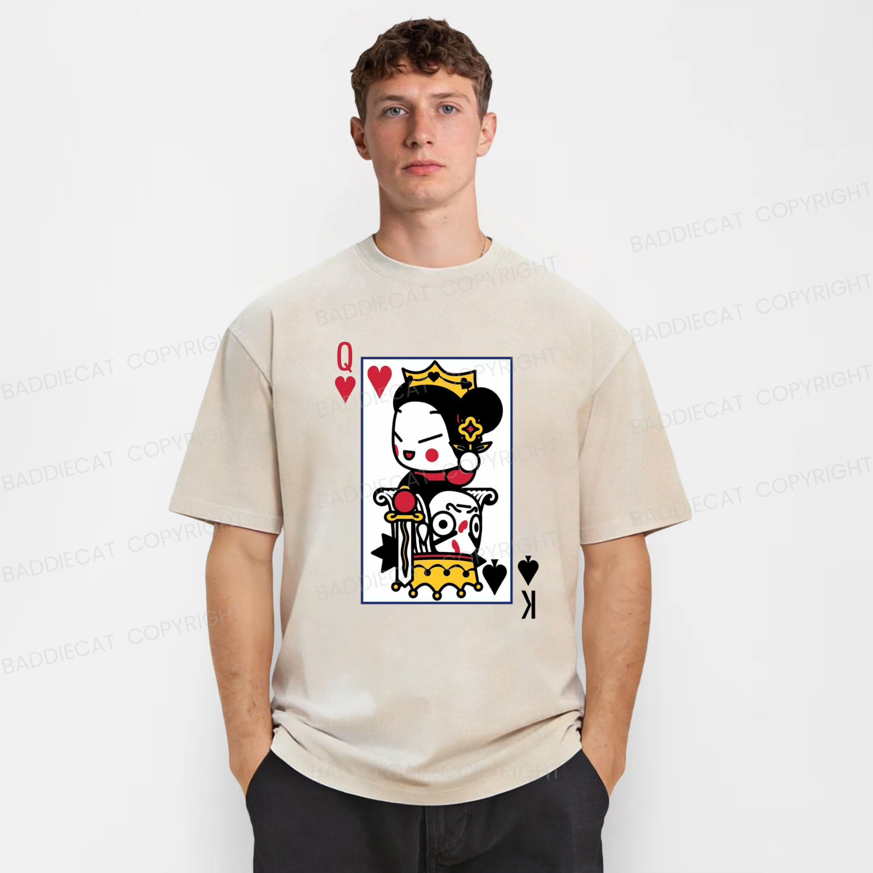 Baddiecat Funny Poker Washed T-shirt