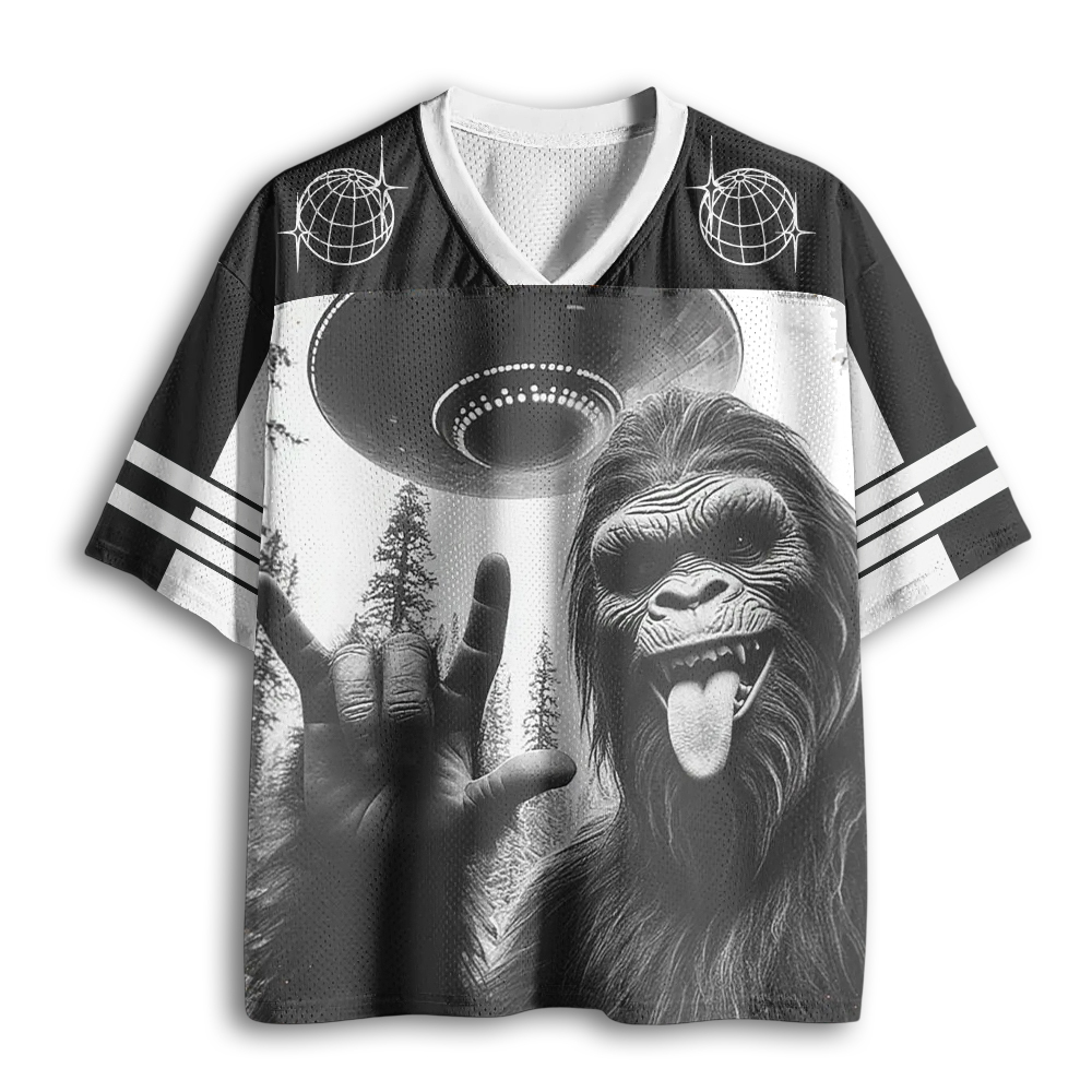 Baddiecat Bigfoot UFO Rock On Selfie Mesh Jersey