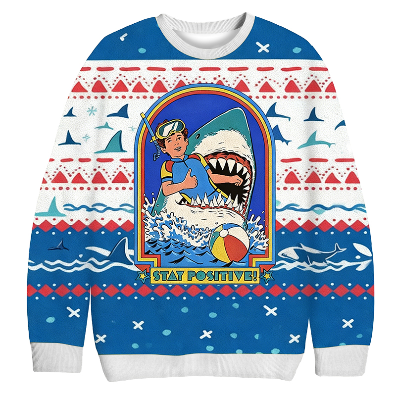 Baddiecat Stay Positive Christmas Ugly Sweatshirt