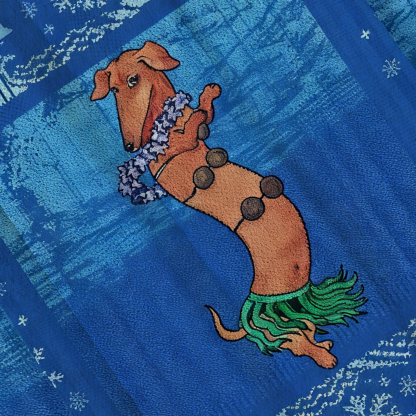 Baddiecat Hula Dancing Dachshund Christmas Ugly Sweatshirt