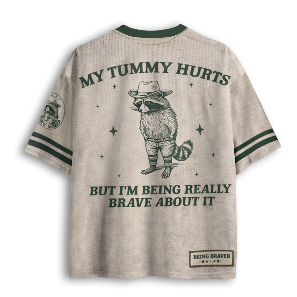 Baddiecat My Tummy Hurts But Brave Mesh Jersey