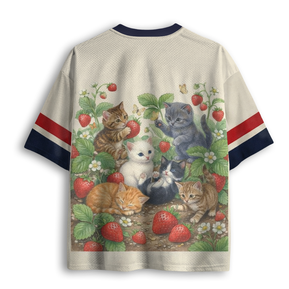 Baddiecat Strawberry Kittens Mesh Jersey