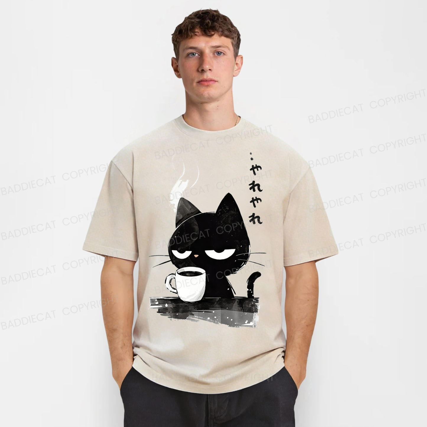 Baddiecat Yare Yare Cat Washed T-shirt