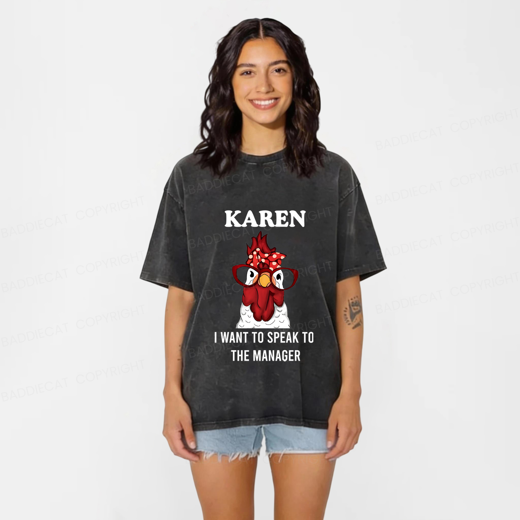 Baddiecat Karen I Want To Speak To The Manager Washed T-shirt