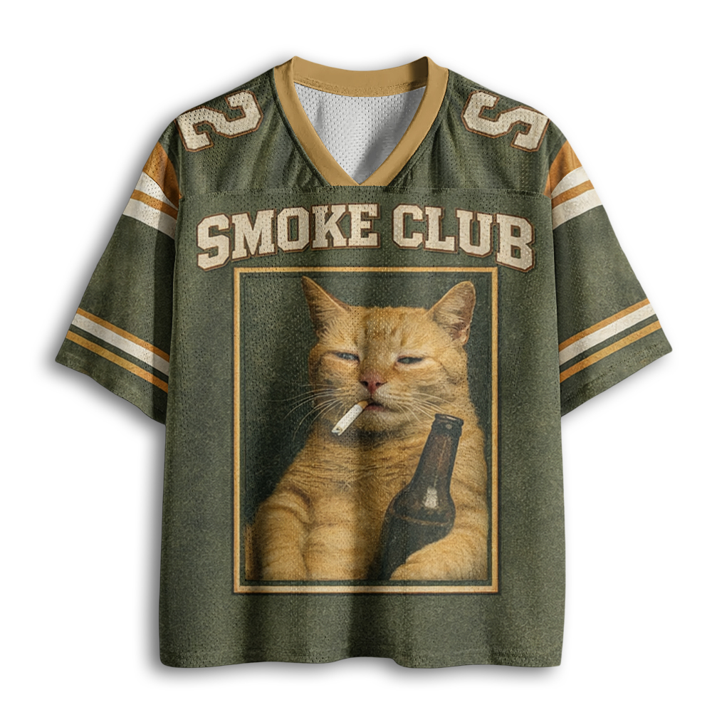 Baddiecat Funny Smoking Cat Mesh Jersey