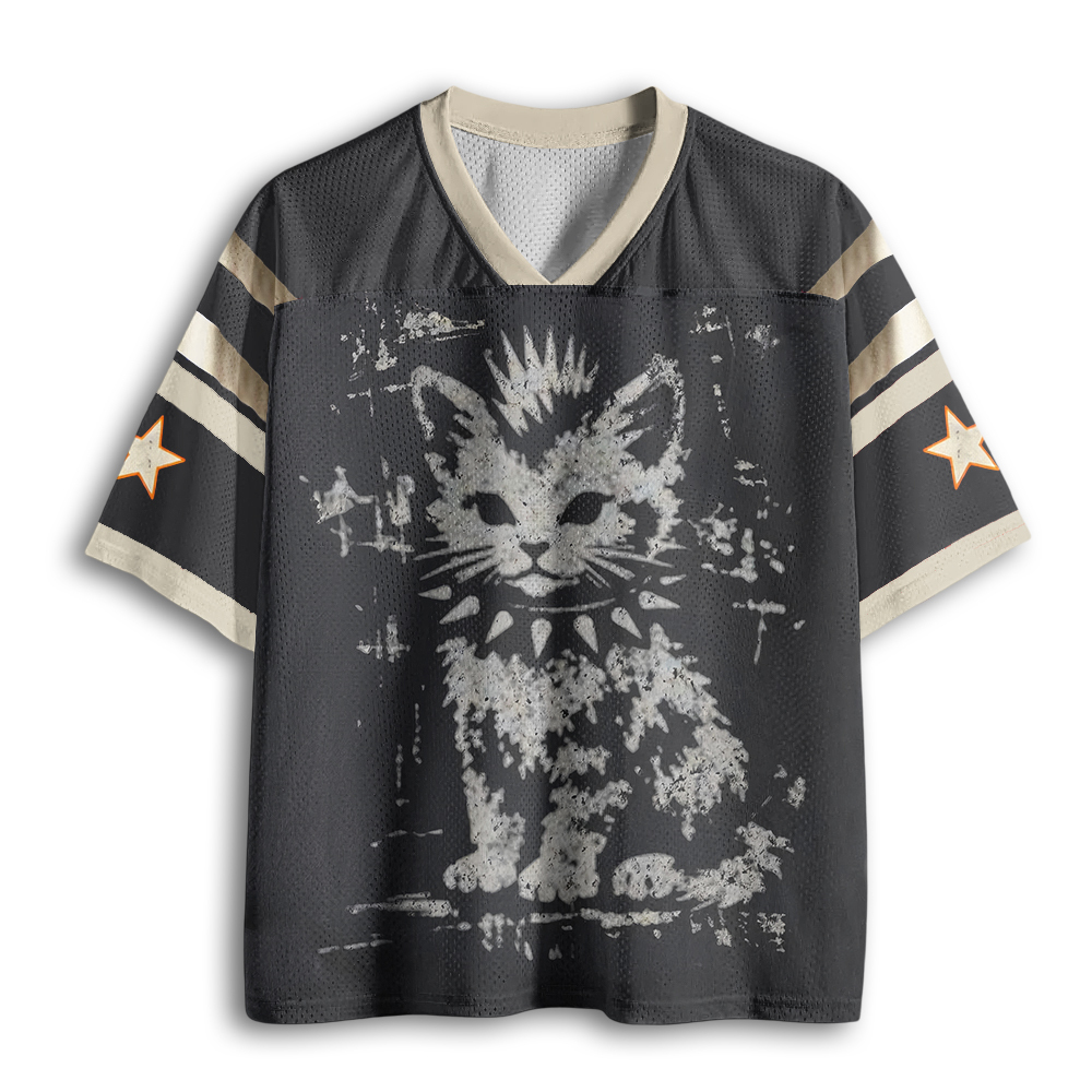 Baddiecat Funny Punk Cat Mesh Jersey