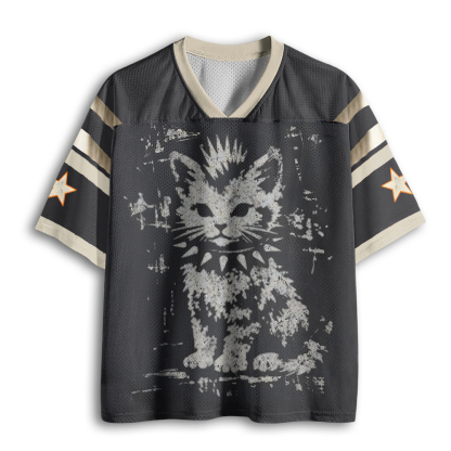 Baddiecat Funny Punk Cat Mesh Jersey