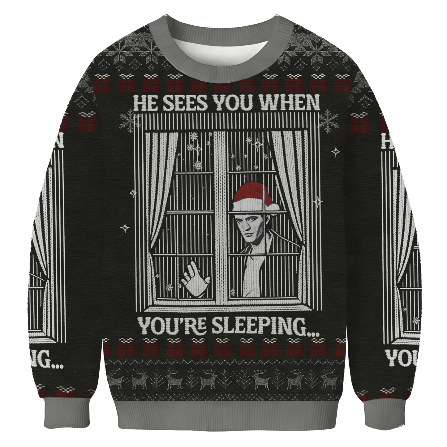 Baddiecat He Sees You When You're Sleeping Ugly Sweatshirt