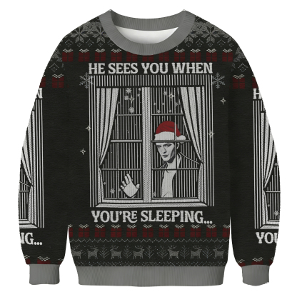 Baddiecat He Sees You When You're Sleeping Ugly Sweatshirt