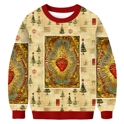 Baddiecat Sacred Heart Christmas Ugly Sweatshirt