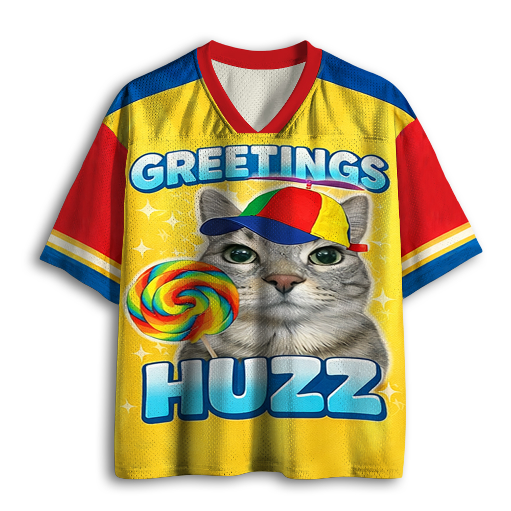 Baddiecat Cat Greeting Huzz Mesh Jersey